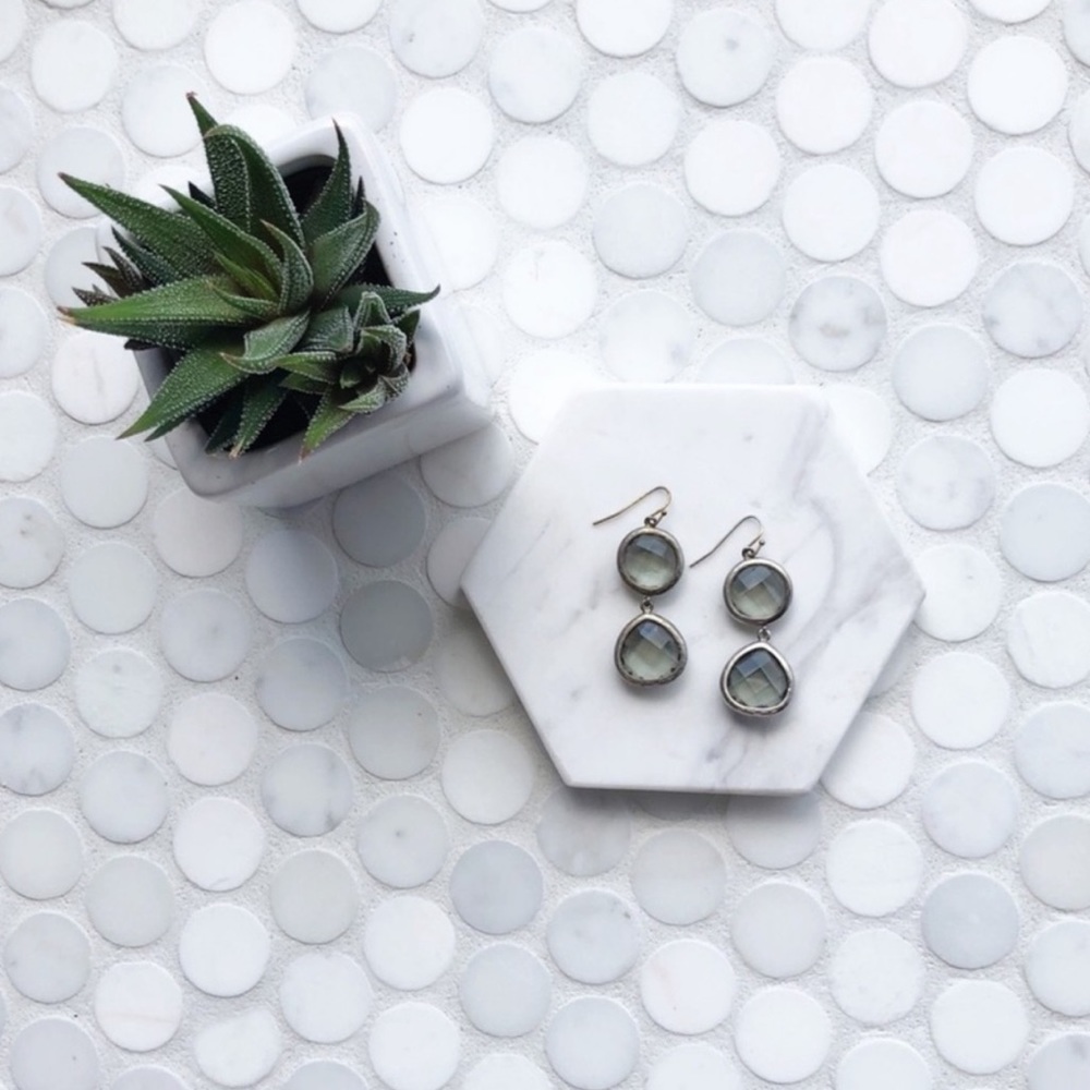 Grey Gem Drop Statement Earrings